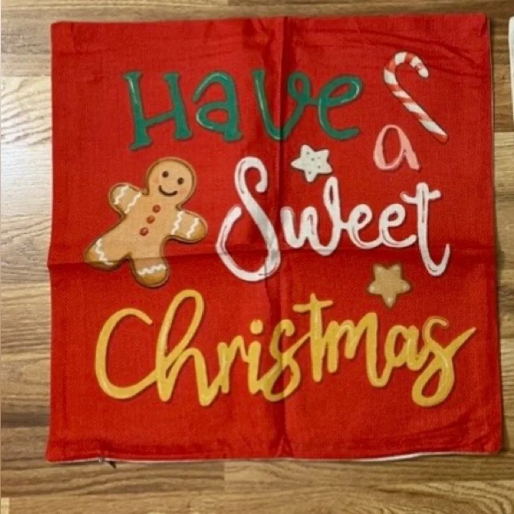 Festive Christmas Pillow Covers Set - Red and White NWOT